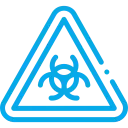a blue biohazard symbol for biohazard clean up services