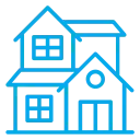blue line house icon for real estate junk removal