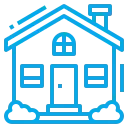 a blue outline of a house for residential junk removal services